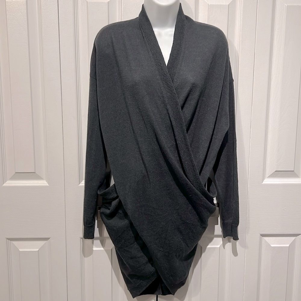 Matthildur Charcoal Grey Royal Alpaca Wrap Sweater Size M